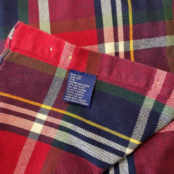 Tommy Hilfiger Y2K Mens Red/Blue XL‎ Plaid Flannel Button Down Shirt - Picture 9 of 9